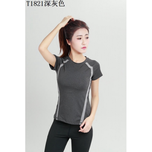 Cheap Yoga T-Shirts Short Sleeved For Women #402664 Replica Wholesale [$28.90 USD] [ITEM#402664] on Replica Yoga T-Shirts