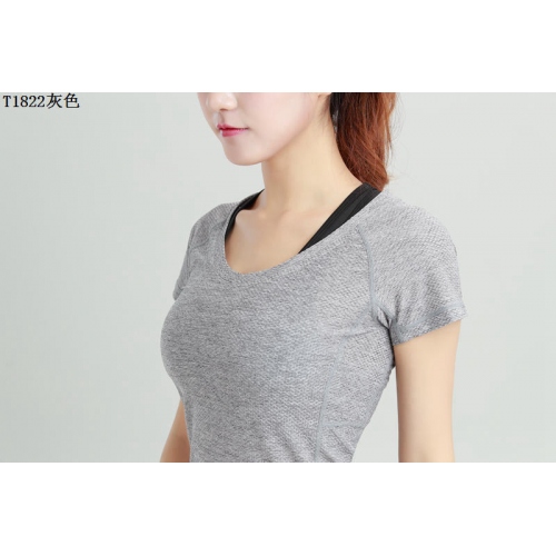 Cheap Yoga T-Shirts Short Sleeved For Women #402666 Replica Wholesale [$28.90 USD] [ITEM#402666] on Replica Yoga T-Shirts