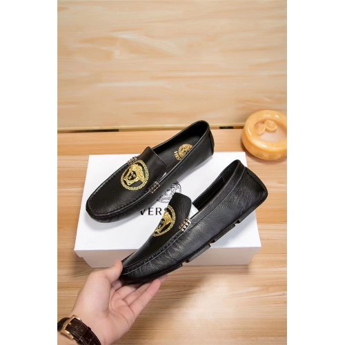 Cheap Versace Leather Shoes For Men #441852 Replica Wholesale [$80.60 USD] [ITEM#441852] on Replica Versace Leather Shoes