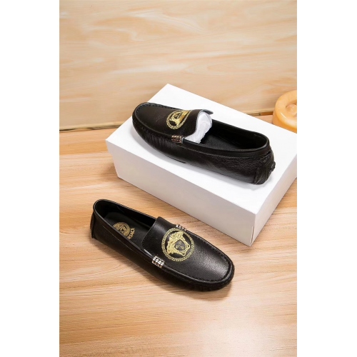 Cheap Versace Leather Shoes For Men #441852 Replica Wholesale [$80.60 USD] [ITEM#441852] on Replica Versace Leather Shoes