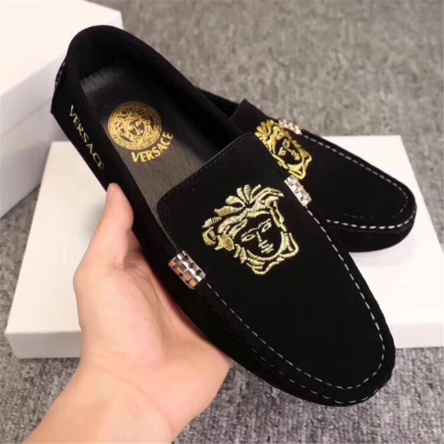 Cheap Versace Leather Shoes For Men #441875 Replica Wholesale [$80.60 USD] [ITEM#441875] on Replica Versace Leather Shoes