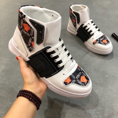 Cheap Versace High Tops Shoes For Men #446831 Replica Wholesale [$85.00 USD] [ITEM#446831] on Replica Versace High Tops Shoes
