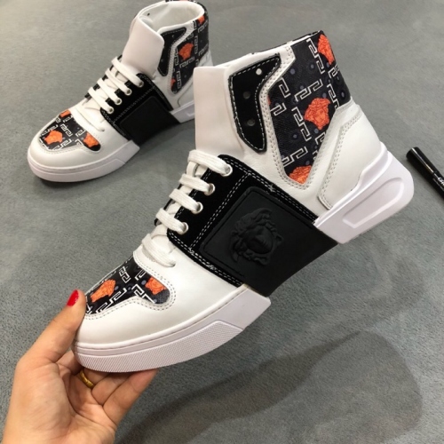 Cheap Versace High Tops Shoes For Men #446831 Replica Wholesale [$85.00 USD] [ITEM#446831] on Replica Versace High Tops Shoes