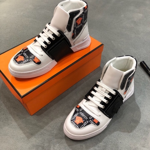 Cheap Versace High Tops Shoes For Men #446831 Replica Wholesale [$85.00 USD] [ITEM#446831] on Replica Versace High Tops Shoes