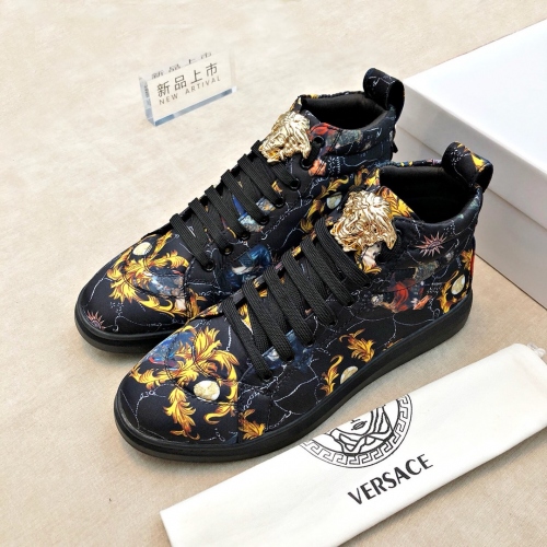 Cheap Versace High Tops Shoes For Men #447484 Replica Wholesale [$78.00 USD] [ITEM#447484] on Replica Versace High Tops Shoes