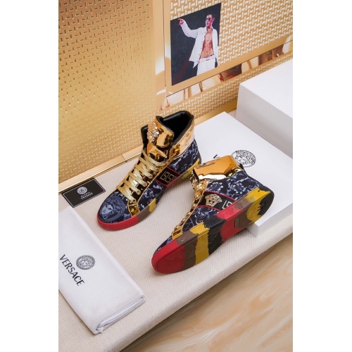 Cheap Versace High Tops Shoes For Men #447605 Replica Wholesale [$76.00 USD] [ITEM#447605] on Replica Versace High Tops Shoes