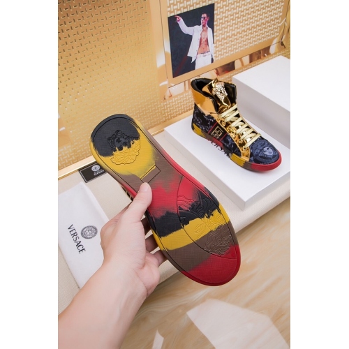 Cheap Versace High Tops Shoes For Men #447605 Replica Wholesale [$76.00 USD] [ITEM#447605] on Replica Versace High Tops Shoes