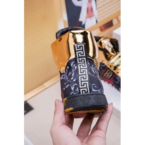 Cheap Versace High Tops Shoes For Men #447605 Replica Wholesale [$76.00 USD] [ITEM#447605] on Replica Versace High Tops Shoes