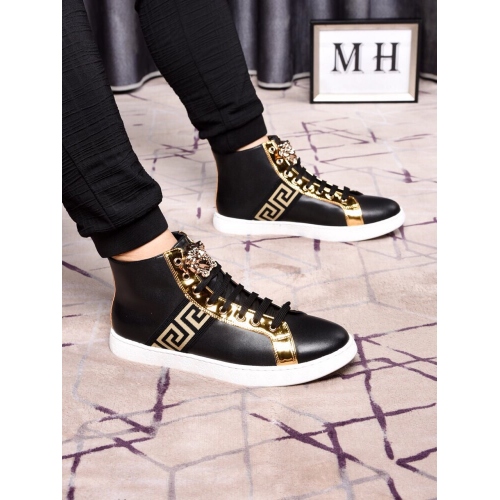 Cheap Versace High Tops Shoes For Men #447608 Replica Wholesale [$82.00 USD] [ITEM#447608] on Replica Versace High Tops Shoes