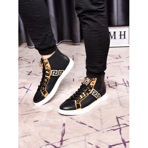 Cheap Versace High Tops Shoes For Men #447608 Replica Wholesale [$82.00 USD] [ITEM#447608] on Replica Versace High Tops Shoes