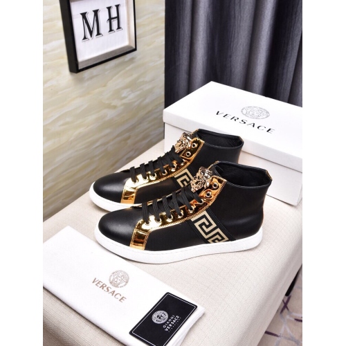 Cheap Versace High Tops Shoes For Men #447608 Replica Wholesale [$82.00 USD] [ITEM#447608] on Replica Versace High Tops Shoes