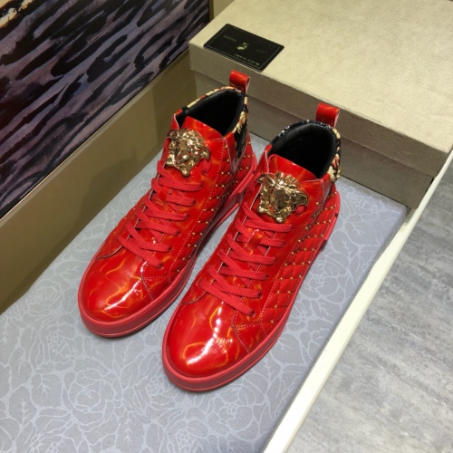 Cheap Versace High Tops Shoes For Men #447618 Replica Wholesale [$82.00 USD] [ITEM#447618] on Replica Versace High Tops Shoes