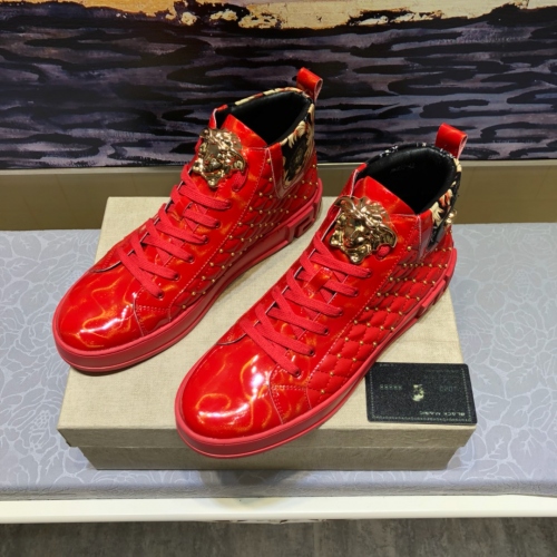 Cheap Versace High Tops Shoes For Men #447618 Replica Wholesale [$82.00 USD] [ITEM#447618] on Replica Versace High Tops Shoes