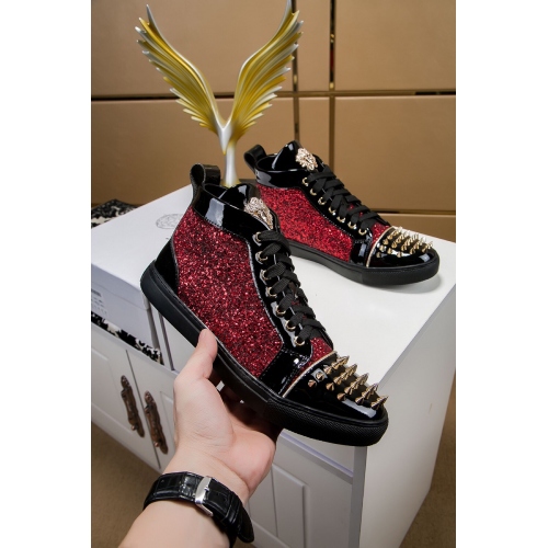 Cheap Versace High Tops Shoes For Men #447648 Replica Wholesale [$85.00 USD] [ITEM#447648] on Replica Versace High Tops Shoes
