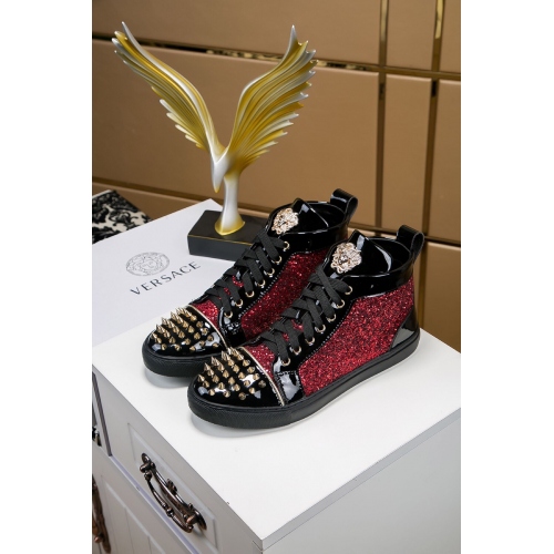 Cheap Versace High Tops Shoes For Men #447648 Replica Wholesale [$85.00 USD] [ITEM#447648] on Replica Versace High Tops Shoes