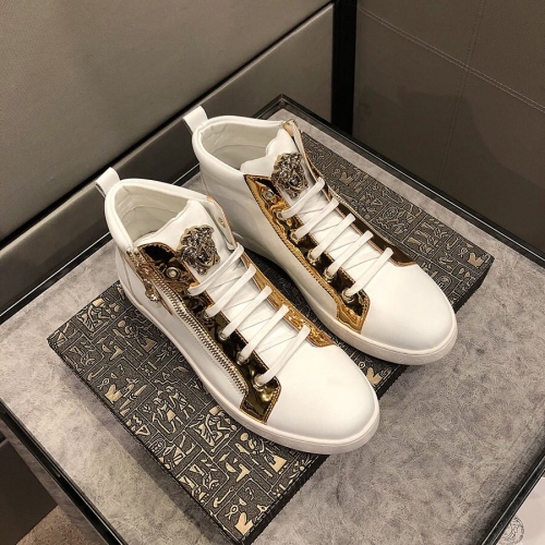 Cheap Versace High Tops Shoes For Men #447656 Replica Wholesale [$80.00 USD] [ITEM#447656] on Replica Versace High Tops Shoes