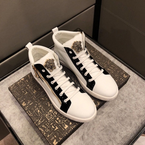Cheap Versace High Tops Shoes For Men #447657 Replica Wholesale [$80.00 USD] [ITEM#447657] on Replica Versace High Tops Shoes