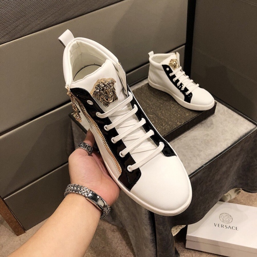 Cheap Versace High Tops Shoes For Men #447657 Replica Wholesale [$80.00 USD] [ITEM#447657] on Replica Versace High Tops Shoes