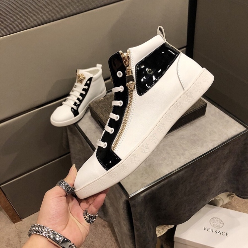 Cheap Versace High Tops Shoes For Men #447657 Replica Wholesale [$80.00 USD] [ITEM#447657] on Replica Versace High Tops Shoes