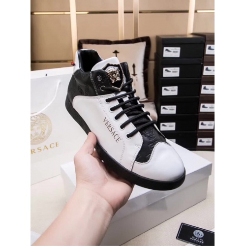 Cheap Versace High Tops Shoes For Men #447662 Replica Wholesale [$85.00 USD] [ITEM#447662] on Replica Versace High Tops Shoes