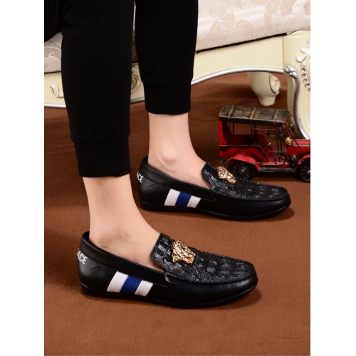 Cheap Versace Leather Shoes For Men #447667 Replica Wholesale [$78.00 USD] [ITEM#447667] on Replica Versace Leather Shoes