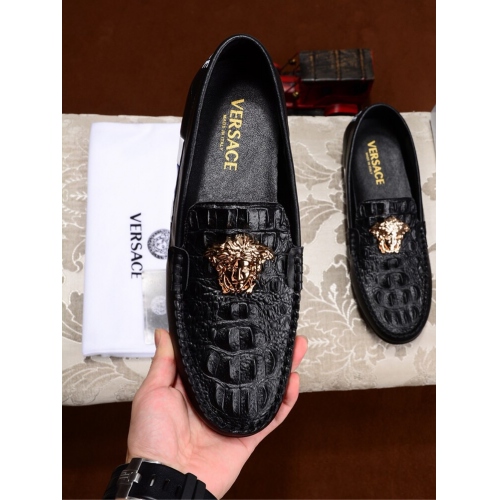 Cheap Versace Leather Shoes For Men #447667 Replica Wholesale [$78.00 USD] [ITEM#447667] on Replica Versace Leather Shoes