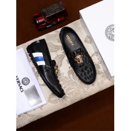 Cheap Versace Leather Shoes For Men #447667 Replica Wholesale [$78.00 USD] [ITEM#447667] on Replica Versace Leather Shoes