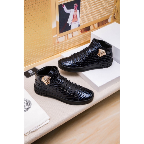 Cheap Versace High Tops Shoes For Men #447670 Replica Wholesale [$79.00 USD] [ITEM#447670] on Replica Versace High Tops Shoes