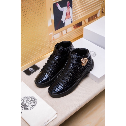 Cheap Versace High Tops Shoes For Men #447670 Replica Wholesale [$79.00 USD] [ITEM#447670] on Replica Versace High Tops Shoes