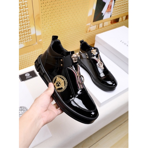 Cheap Versace High Tops Shoes For Men #447673 Replica Wholesale [$79.00 USD] [ITEM#447673] on Replica Versace High Tops Shoes