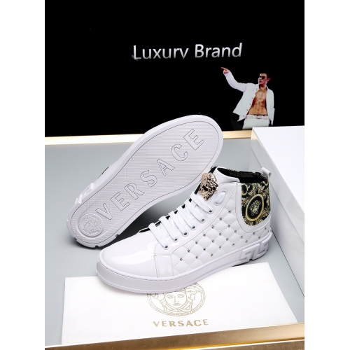 Cheap Versace High Tops Shoes For Men #447674 Replica Wholesale [$79.00 USD] [ITEM#447674] on Replica Versace High Tops Shoes