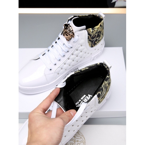 Cheap Versace High Tops Shoes For Men #447674 Replica Wholesale [$79.00 USD] [ITEM#447674] on Replica Versace High Tops Shoes