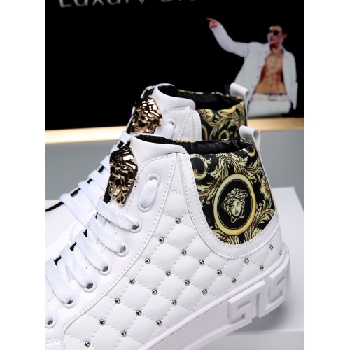 Cheap Versace High Tops Shoes For Men #447674 Replica Wholesale [$79.00 USD] [ITEM#447674] on Replica Versace High Tops Shoes