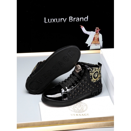 Cheap Versace High Tops Shoes For Men #447675 Replica Wholesale [$79.00 USD] [ITEM#447675] on Replica Versace High Tops Shoes