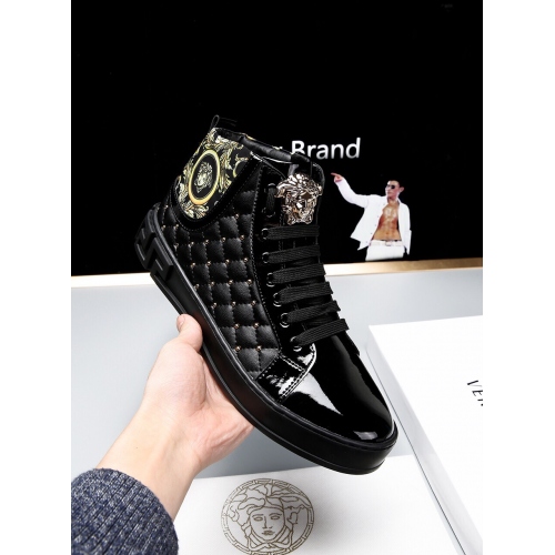 Cheap Versace High Tops Shoes For Men #447675 Replica Wholesale [$79.00 USD] [ITEM#447675] on Replica Versace High Tops Shoes