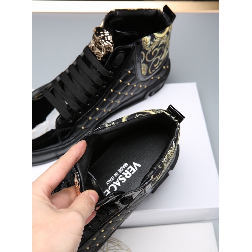 Cheap Versace High Tops Shoes For Men #447675 Replica Wholesale [$79.00 USD] [ITEM#447675] on Replica Versace High Tops Shoes
