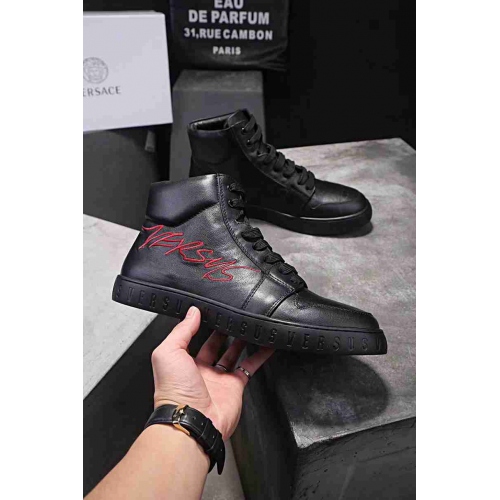 Cheap Versace High Tops Shoes For Men #448612 Replica Wholesale [$98.00 USD] [ITEM#448612] on Replica Versace High Tops Shoes