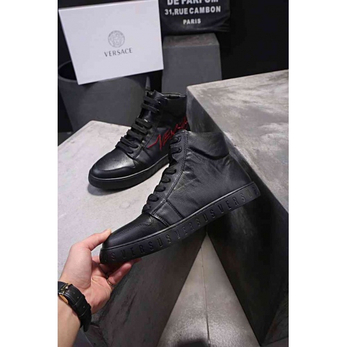 Cheap Versace High Tops Shoes For Men #448612 Replica Wholesale [$98.00 USD] [ITEM#448612] on Replica Versace High Tops Shoes