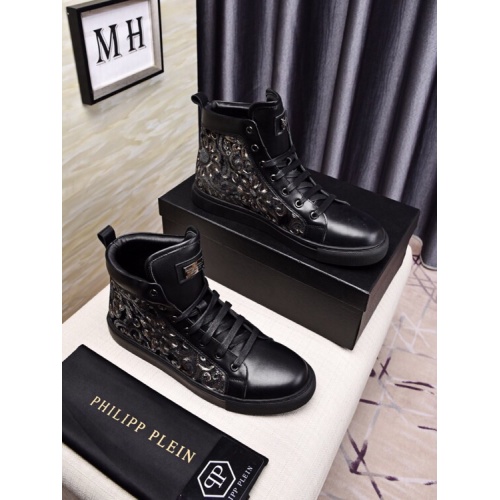 Cheap Philipp Plein PP High Tops Shoes For Men #461606 Replica Wholesale [$88.00 USD] [ITEM#461606] on Replica Philipp Plein PP High Tops Shoes