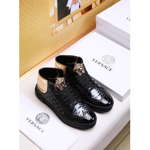 Cheap Versace High Tops Shoes For Men #462260 Replica Wholesale [$80.00 USD] [ITEM#462260] on Replica Versace High Tops Shoes