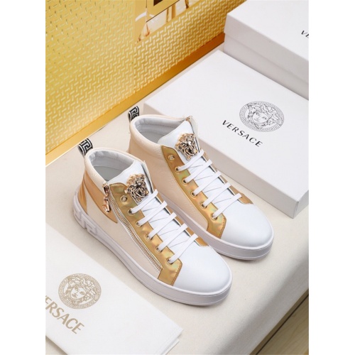 Cheap Versace High Tops Shoes For Men #462261 Replica Wholesale [$82.00 USD] [ITEM#462261] on Replica Versace High Tops Shoes