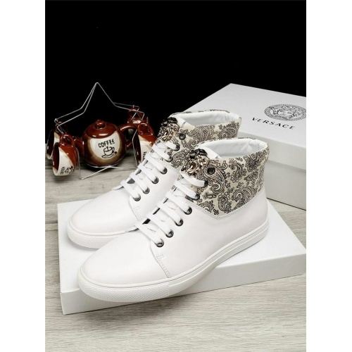 Cheap Versace High Tops Shoes For Men #462295 Replica Wholesale [$80.00 USD] [ITEM#462295] on Replica Versace High Tops Shoes