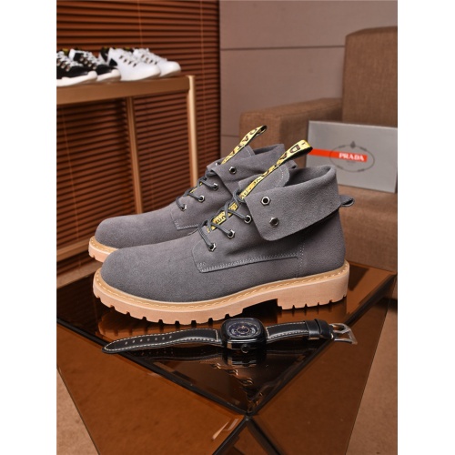 Cheap Prada High Tops Shoes For Men #463539 Replica Wholesale [$80.00 USD] [ITEM#463539] on Replica Prada High Top Shoes