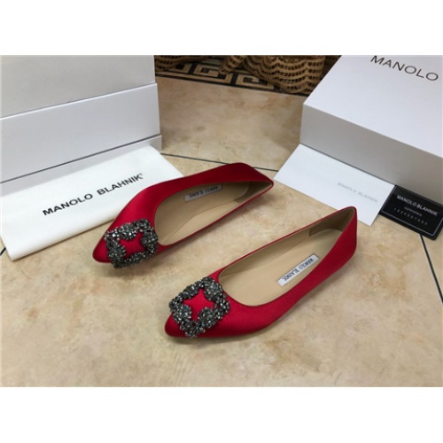 Cheap Manolo Blahnik Flat Shoes For Women #463733 Replica Wholesale [$75.00 USD] [ITEM#463733] on Replica Manolo Blahnik Flat Shoes