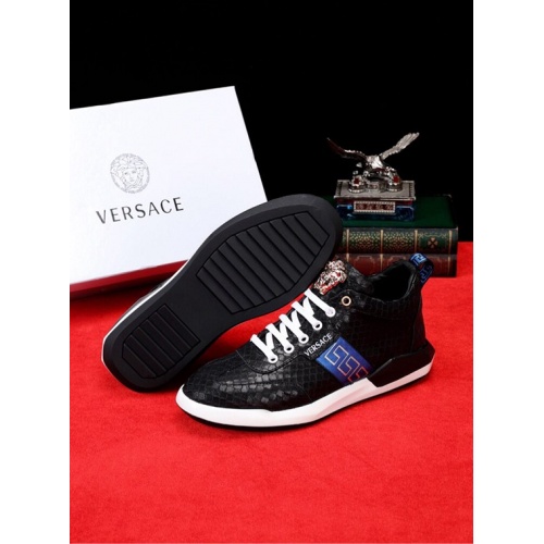 Cheap Versace High Top Shoes For Men #466773 Replica Wholesale [$93.00 USD] [ITEM#466773] on Replica Versace High Tops Shoes