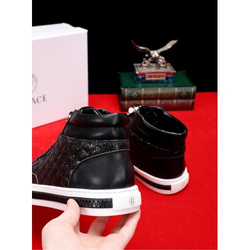 Cheap Versace High Top Shoes For Men #466775 Replica Wholesale [$97.00 USD] [ITEM#466775] on Replica Versace High Tops Shoes