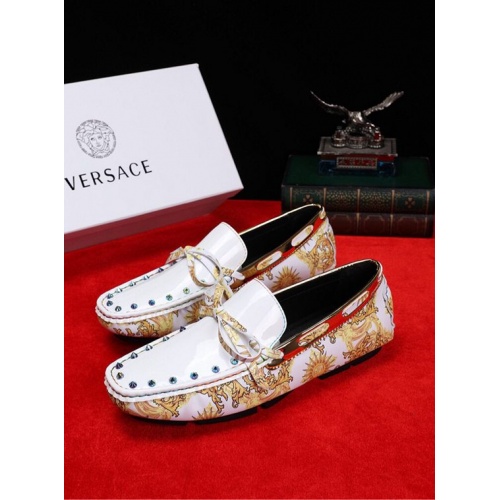 Cheap Versace Leather Shoes For Men #466776 Replica Wholesale [$82.00 USD] [ITEM#466776] on Replica Versace Leather Shoes