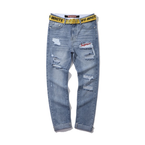 Cheap Off-White &amp; Supreme Jeans For Men #477234 Replica Wholesale [$54.00 USD] [ITEM#477234] on Replica Off-White Jeans