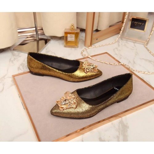 Cheap Versace Flat Shoes For Women #480844 Replica Wholesale [$72.00 USD] [ITEM#480844] on Replica Versace Leather Shoes