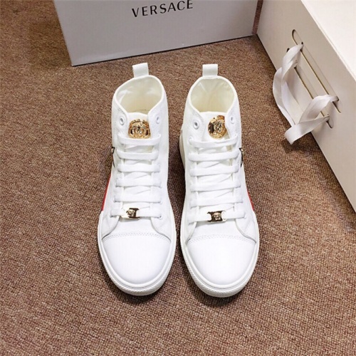 Cheap Versace High Tops Shoes For Men #505559 Replica Wholesale [$76.00 USD] [ITEM#505559] on Replica Versace High Tops Shoes